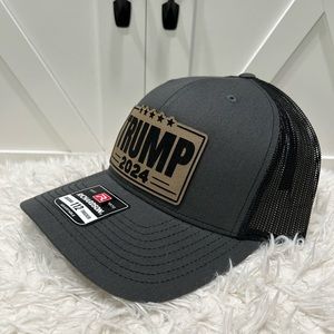 Laser engraved TRUMP 2024 Richardson 112 trucker hat.